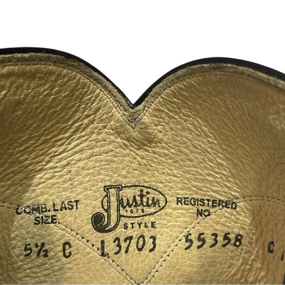 💥SALE💥JUSTIN lL3703 LADIES CLASSIC BLACK KIPSKIN LEATHER ROPER BOOT SZ 5.5 - Picture 11 of 11